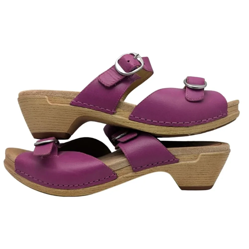 Dansko Purple Leather Clog Sandals - Picture 3 of 9